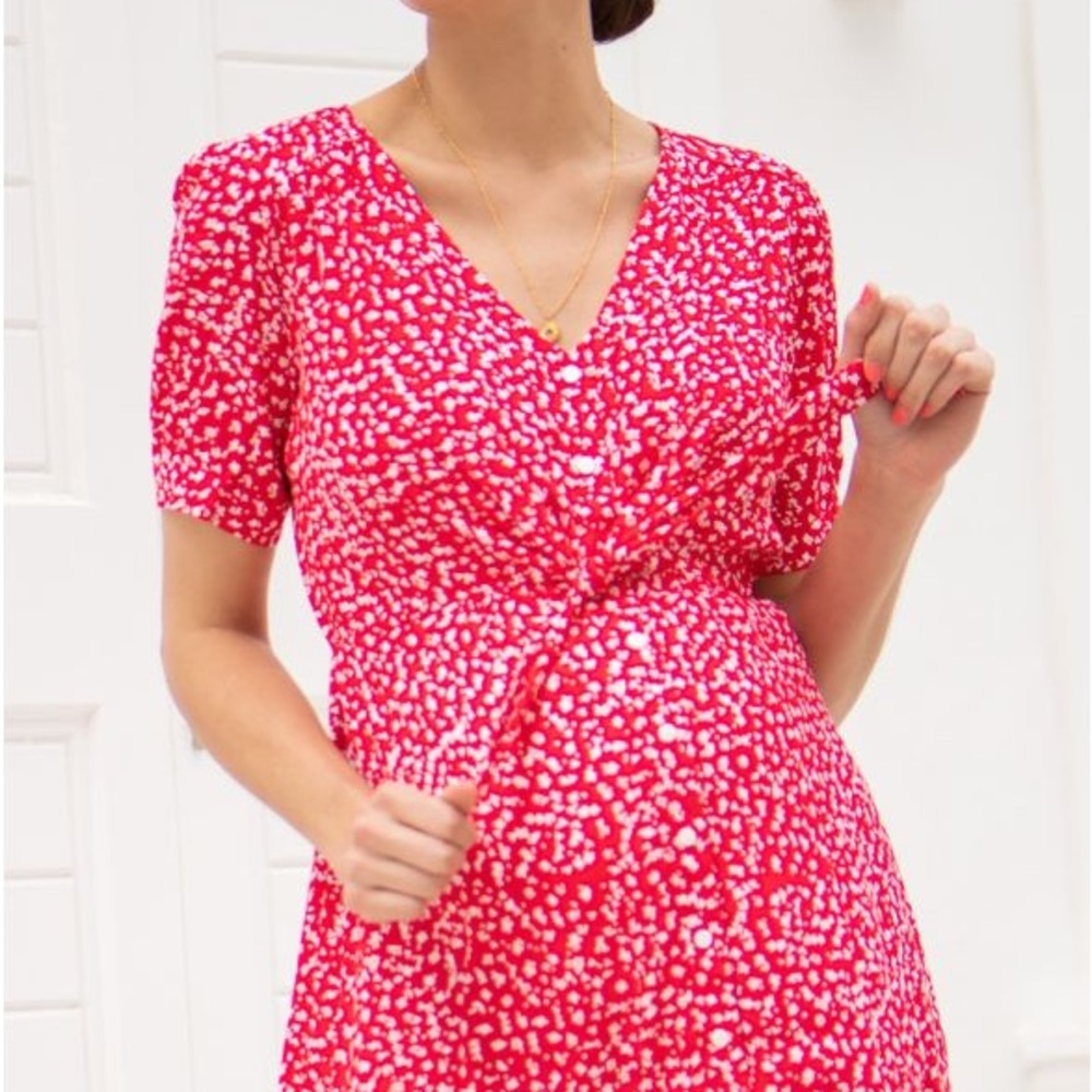 Seraphine Red Floral Wrap Maternity Dress